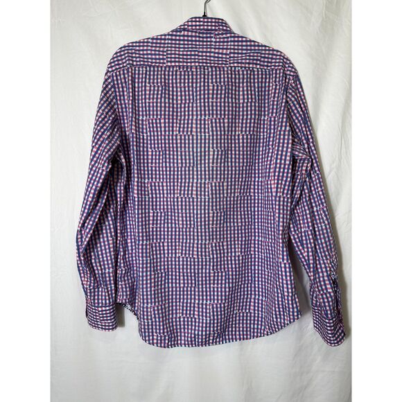 Robert Graham Men's Gingham Plaid Flip Cuff Long Sleeve Button Down Shirt Size M - Picture 3 of 3